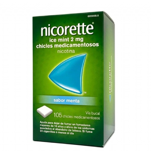 NICORETTE ICE MINT 2 mg CHICLES MEDICAMENTOSOS, 105 chicles
