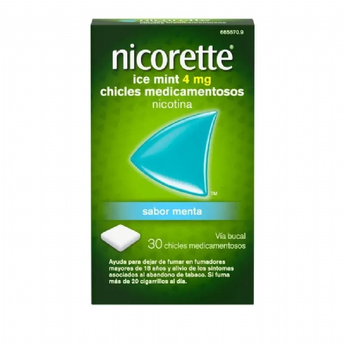 NICORETTE ICE MINT 4 mg CHICLES MEDICAMENTOSOS, 30 chicles