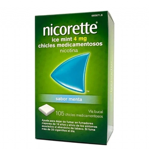 NICORETTE ICE MINT 4 mg CHICLES MEDICAMENTOSOS, 105 chicles