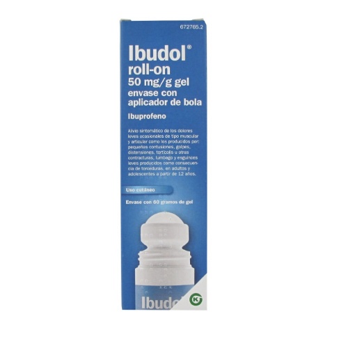 IBUDOL ROLL-ON 50 MG/G GEL ENVASE CON APLICADOR DE BOLA , 1 tubo de 60 g