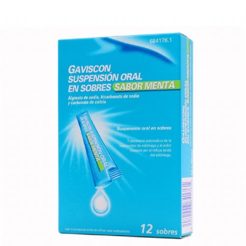 GAVISCON SUSPENSION ORAL EN SOBRES SABOR MENTA, 12 sobres