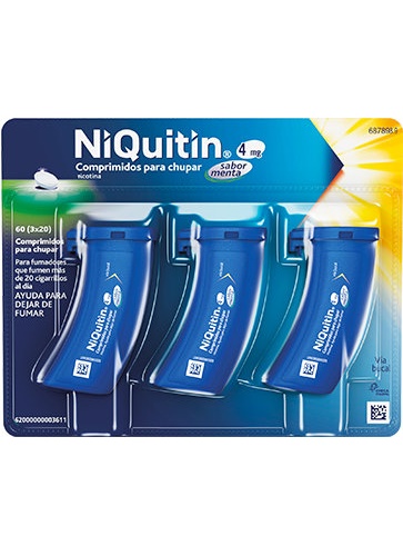 NIQUITIN 4 mg COMPRIMIDOS PARA CHUPAR SABOR MENTA, 60 comprimidos