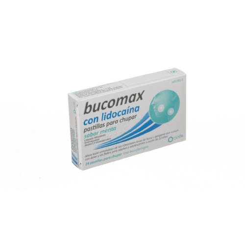 BUCOMAX CON LIDOCAINA PASTILLAS PARA CHUPAR SABOR MENTA, 24 pastillas