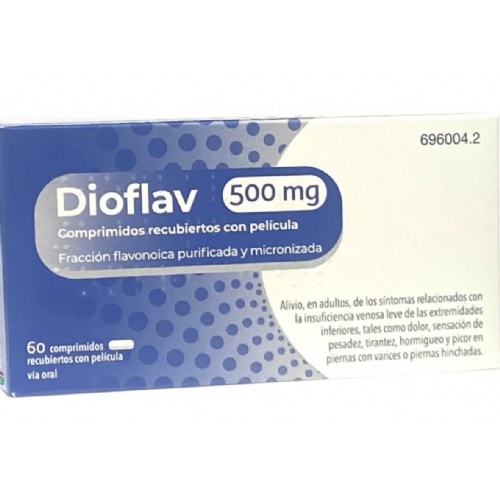 DIOFLAV 500 MG COMPRIMIDOS RECUBIERTOS CON PELICULA, 60 comprimidos