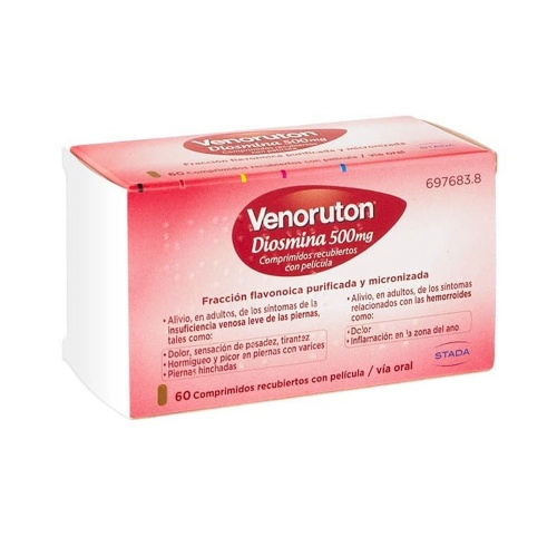 VENORUTON DIOSMINA 500 MG COMPRIMIDOS RECUBIERTOS CON PELICULA, 60 comprimidos