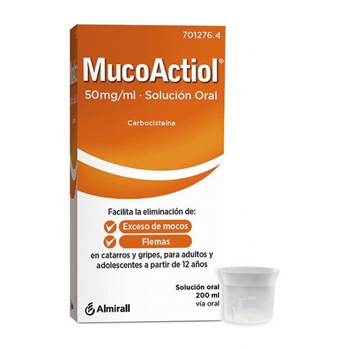 MUCOACTIOL 50 MG/ML SOLUCIÓN ORAL , 1 frasco de 200 ml