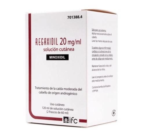 REGAXIDIL 20 mg/ml SOLUCION CUTANEA , 120 ml (2 frascos de 60 ml)