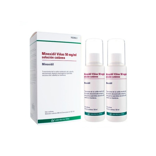 MINOXIDIL VIÑAS 50 mg/ml SOLUCION CUTANEA , 2 frascos de 120 ml