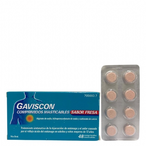 GAVISCON COMPRIMIDOS MASTICABLES SABOR FRESA , 48 comprimidos