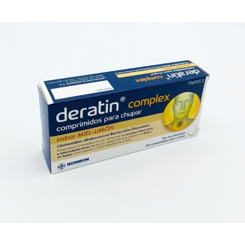 DERATIN COMPLEX COMPRIMIDOS PARA CHUPAR SABOR MIEL-LIMON , 30 comprimidos (Blister aluminio/PVC)