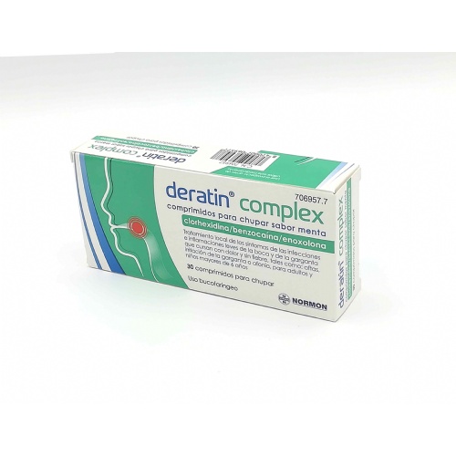 DERATIN COMPLEX COMPRIMIDOS PARA CHUPAR SABOR MENTA , 30 comprimidos (Blister aluminio/PVC)