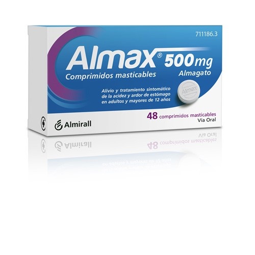 ALMAX 500 mg COMPRIMIDOS MASTICABLES,48 comprimidos