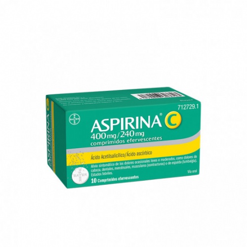ASPIRINA C 400 mg/240 mg COMPRIMIDOS EFERVESCENTES , 10 comprimidos