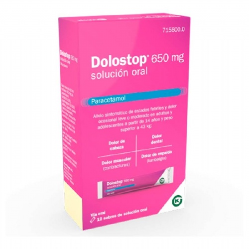 DOLOSTOP 650 MG SOLUCION ORAL, 10 sobres