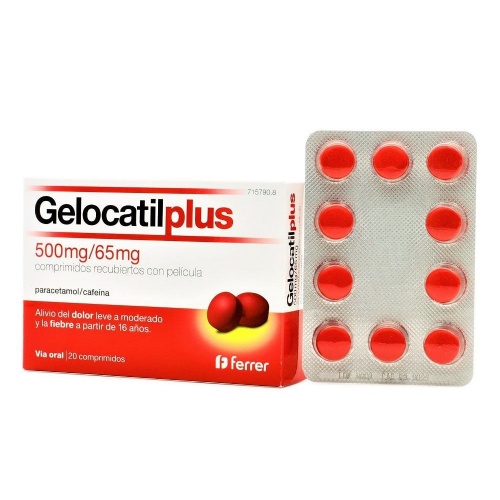 GELOCATIL PLUS 500 MG/65 MG COMPRIMIDOS RECUBIERTOS CON PELICULA, 20 comprimidos
