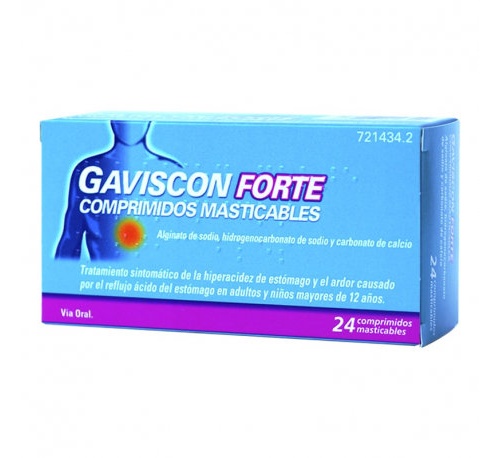 GAVISCON FORTE COMPRIMIDOS MASTICABLES,24 comprimidos