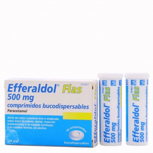 EFFERALDOL FLAS 500 MG COMPRIMIDOS BUCODISPERSABLES, 16 comprimidos (8 + 8)
