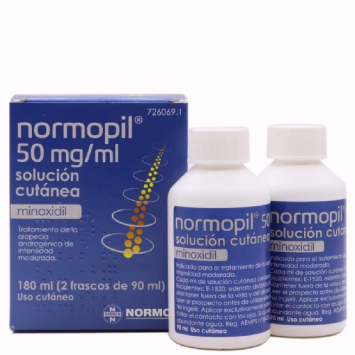 NORMOPIL 50 MG/ML SOLUCION CUTANEA, 2 frascos de 90 ml (180 ml)