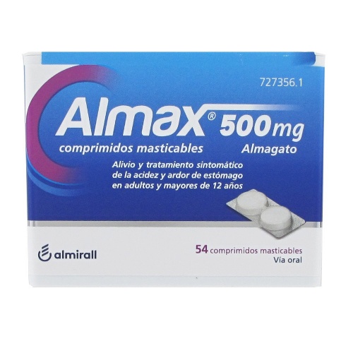 ALMAX 500 mg COMPRIMIDOS MASTICABLES,54 comprimidos