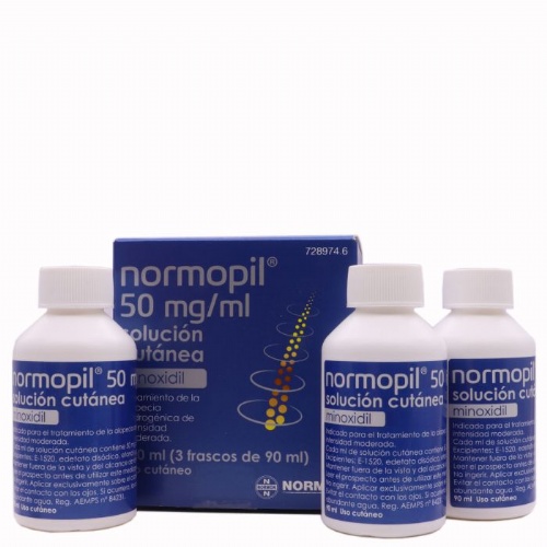 NORMOPIL 50 MG/ML SOLUCION CUTANEA,3 frascos de 90 ml (270 ml)