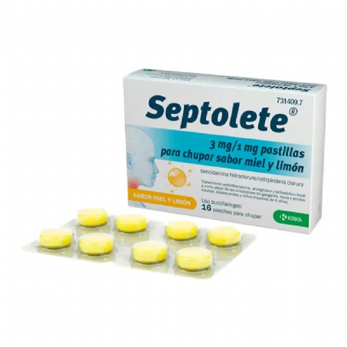SEPTOLETE 3 MG/1 MG PASTILLAS PARA CHUPAR SABOR MIEL Y LIMON 16 pastillas