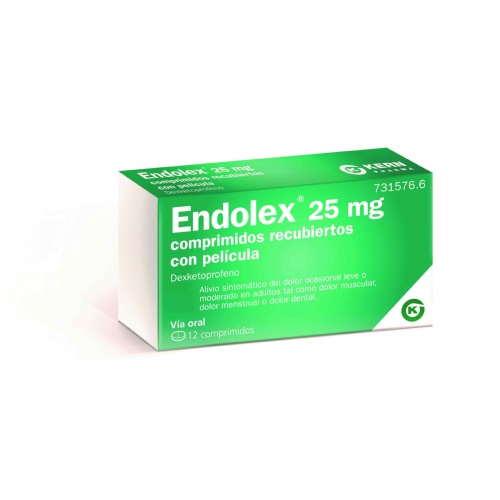 ENDOLEX 25 MG COMPRIMIDOS RECUBIERTOS CON PELICULA , 12 comprimidos (PA/Al/PVC/Al)