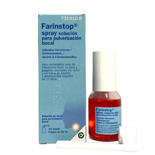 FARINSTOP SPRAY SOLUCION PARA PULVERIZACION BUCAL, 1 frasco de 20 ml