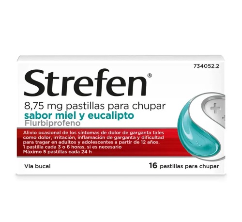 STREFEN 8,75 MG PASTILLAS PARA CHUPAR SABOR MIEL Y EUCALIPTO, 16 pastillas