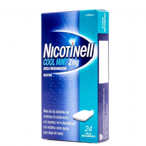 NICOTINELL COOL MINT 2 mg CHICLE MEDICAMENTOSO, 24 chicles