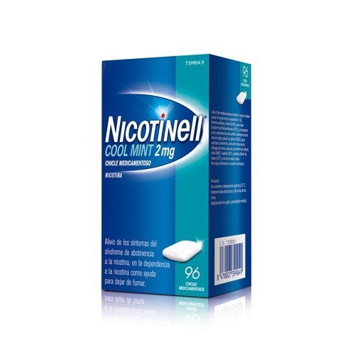 NICOTINELL COOL MINT 2 mg CHICLE MEDICAMENTOSO, 96 chicles