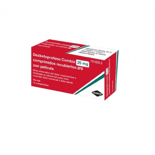 DEXKETOPROFENO COMBIX 25 MG COMPRIMIDOS RECUBIERTOS CON PELICULA EFG, 12 comprimidos (PA/Al/PVC/Al)