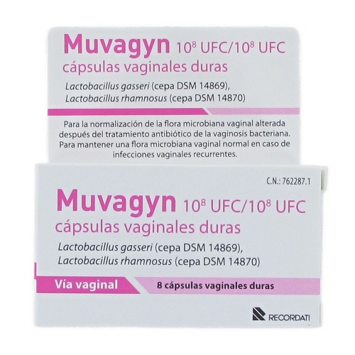 MUVAGYN 10E8 UFC/10E8 UFC CAPSULAS VAGINALES DURAS, 8 cápsulas