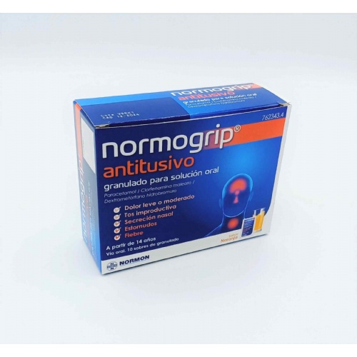 NORMOGRIP ANTITUSIVO GRANULADO PARA SOLUCION ORAL, 10 sobres
