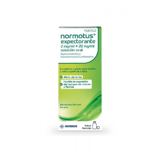 NORMOTUS EXPECTORANTE 2 MG/ML + 20 MG/ML SOLUCION ORAL, 1 frasco de 200 ml