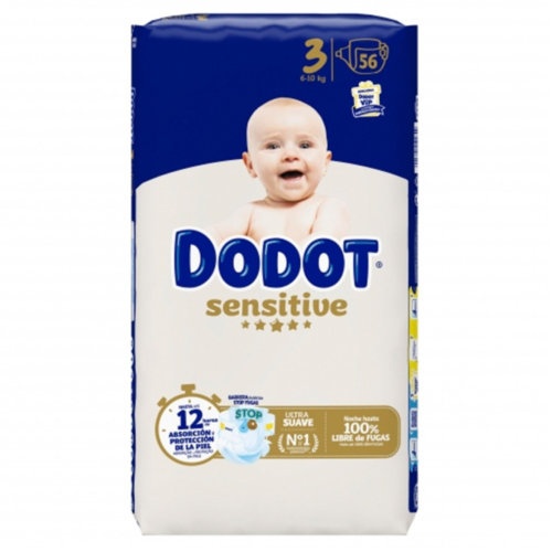 Pañal infantil dodot sensitive talla 3 6-10 kg 56 unidades