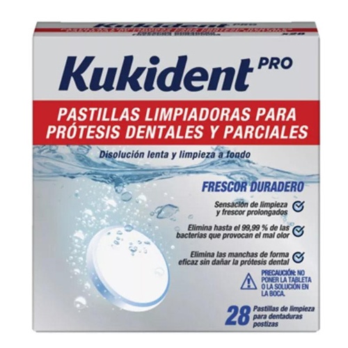 Kukident pastillas limpiadoras para protesis totales y parciales (28 pastillas)