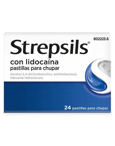 STREPSILS CON LIDOCAINA PASTILLAS PARA CHUPAR , 24 pastillas