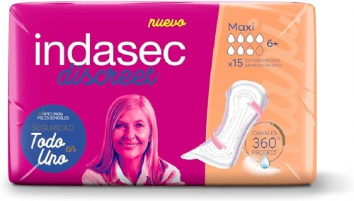 Compresa perdidas leves indasec discreet maxi 15 unidades - indasec discreet