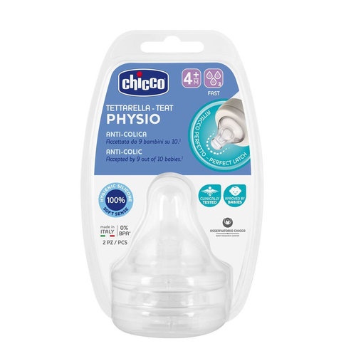 Tetina silicona flujo rapido - chicco physio (+ 4 meses 2 unidades)