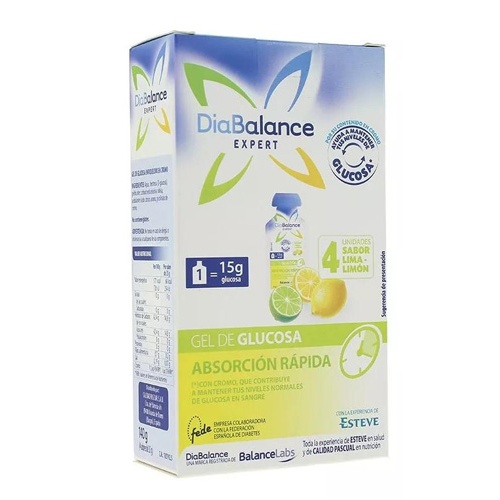 DiaBalance Expert gel glucosa absorción rápida sabor lima-limón (4 sobres)