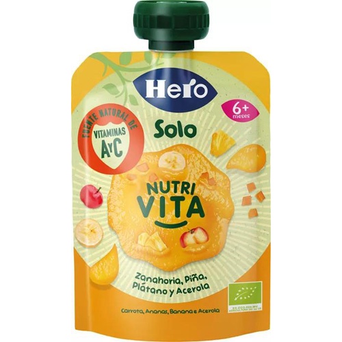 Hero solo (1 bolsita 100 g sabor zanahoria piña y platano)