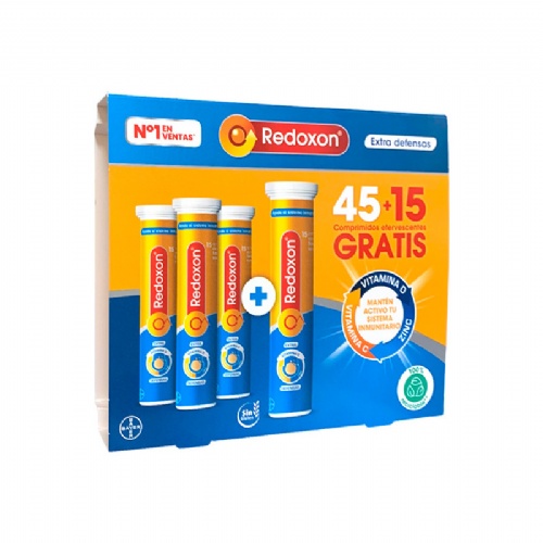 Redoxon Extra Defensas Vit. D, C y Zinc 45+15 Comprimidos efervescentes