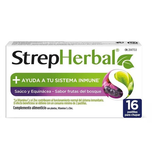 Strepherbal (16 pastillas para chupar sabor sauco y equinacea)