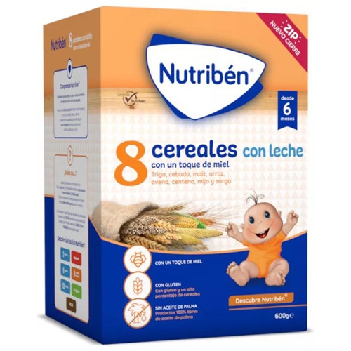 Nutribén 8 Cereales con un toque de miel con Leche adaptada (600 g)