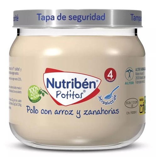 Nutribén Potito Introducción al Pollo con arroz y zanahorias +4m (120 g)