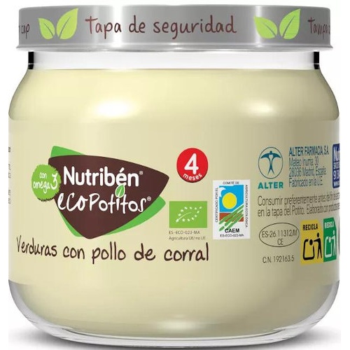 Nutribén Potito Introducción al pollo de corral con verduras +4m (120 g)