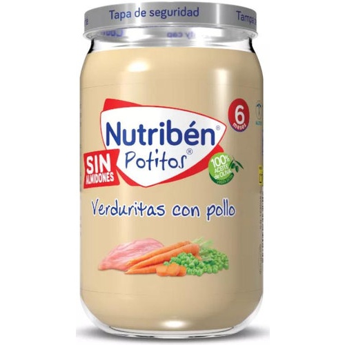 Nutribén Potito Pollo con Guisantes y Zanahorias +6m (235 g)