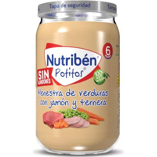 Nutribén Potito Jamón y ternera con menestra de verduras +6m (235 g)