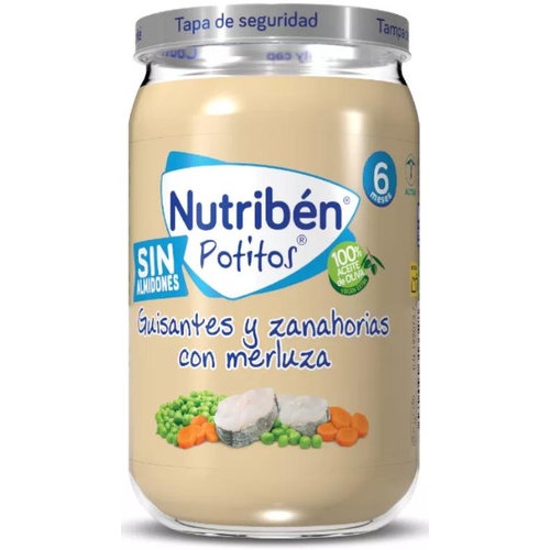 Nutribén Potito Suprema de merluza con guisantes y zanahorias +6m (235 g)