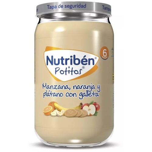 Nutribén Potito Manzana, naranja y plátano con galleta +6m (235 g)